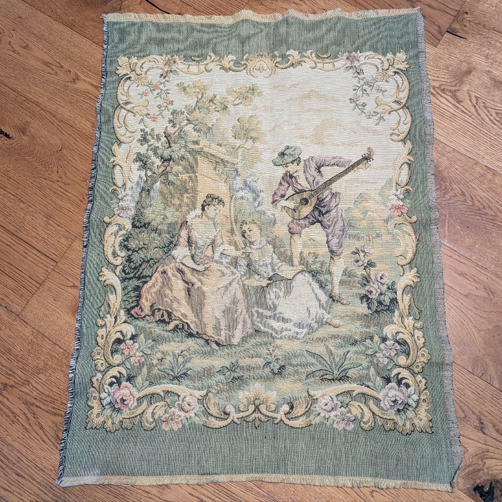 Vintage French Tapestry European Female Interest Tapestries Antique Victorian